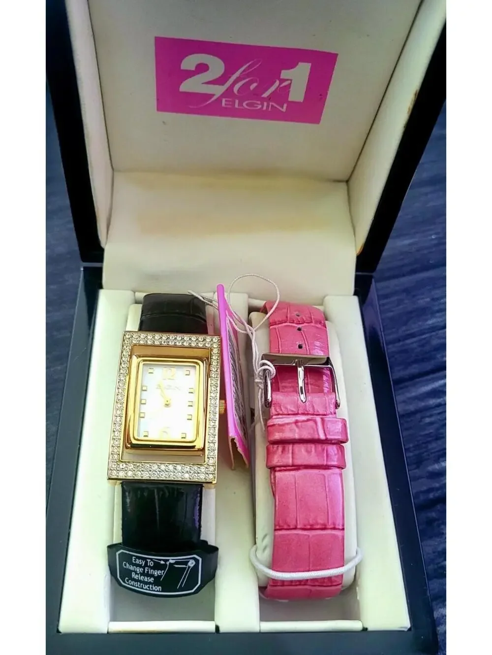 Very Rare Elgin Womans Watch Flip MOP Dial Watch New In Box